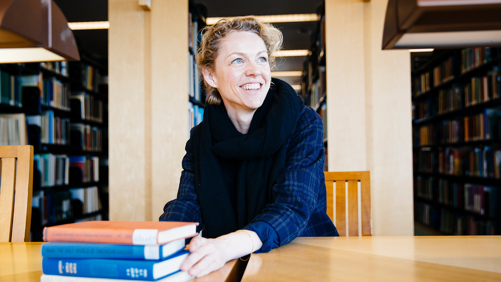 Teacher in a library